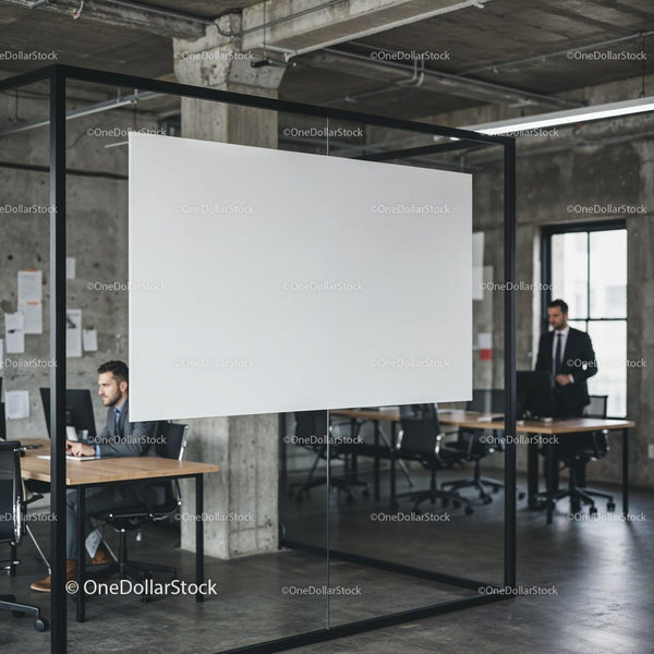 Modern industrial office with professionals working JPG Mockup Image