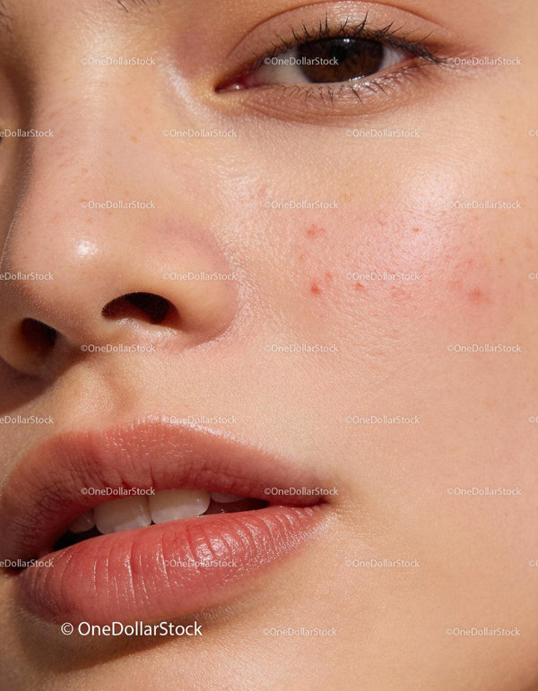 Close up of young woman with natural skin texture