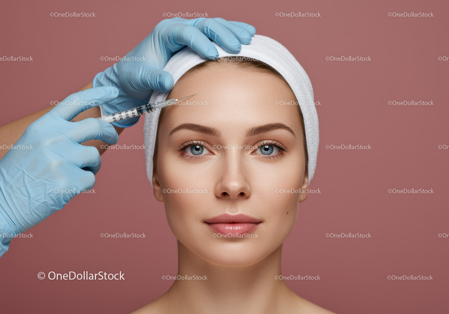 Woman Receiving Facial Cosmetic Injection in Aesthetic Clinic