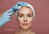 Woman Receiving Facial Cosmetic Injection in Aesthetic Clinic