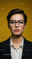 Confident Businesswoman with Glasses in Professional Portrait