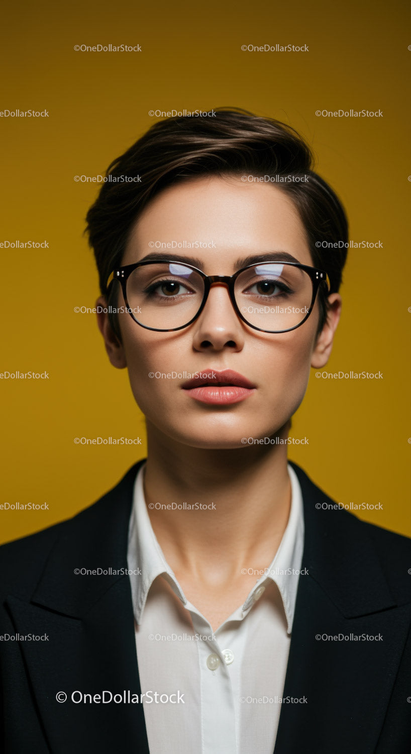Confident Businesswoman with Glasses in Professional Portrait