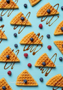Waffle Triangles with Berries and Caramel Drizzle
