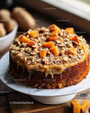 Chocolate Cake with Caramel and Nut Topping for Celebrations