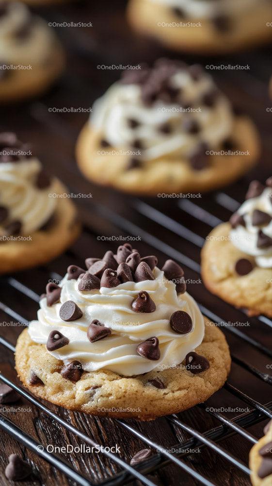 Chocolate Chip Cookie with Vanilla Frosting and Chocolate Chips