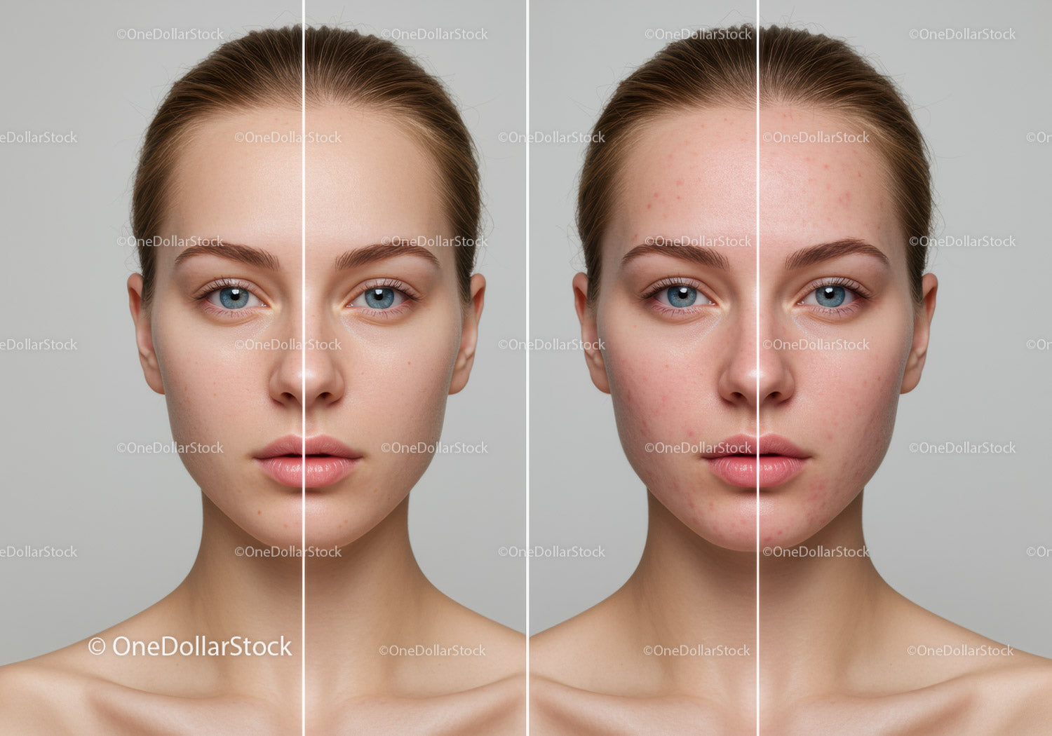 Beautiful Woman Face Showing Clear Skin and Acne Improvement