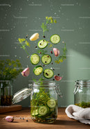 Fresh Dill and Cucumber Ingredients for Pickling Jar