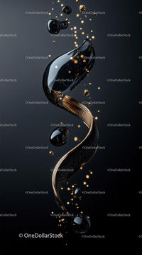 Elegant Black and Gold Liquid Sculpture with Fluid Curves