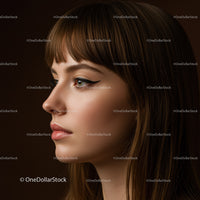 Close-up Portrait of Woman with Brown Hair and Flawless Skin