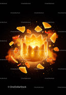 Exploding cheese snack with vibrant spice elements