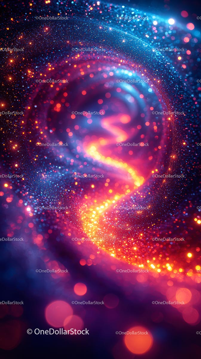 Colorful Cosmic Swirl with Sparkling Particles and Light Trails