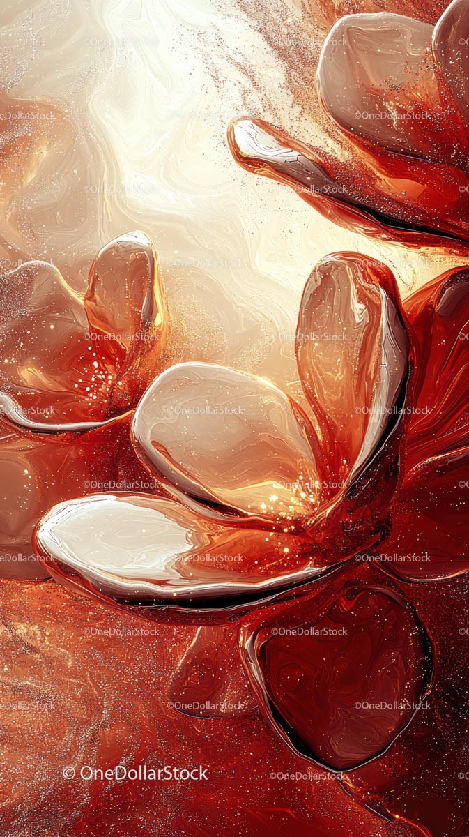 Abstract Fluid Art with Swirling Liquid and Glossy Texture