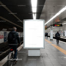 Blank advertising board in modern urban subway station