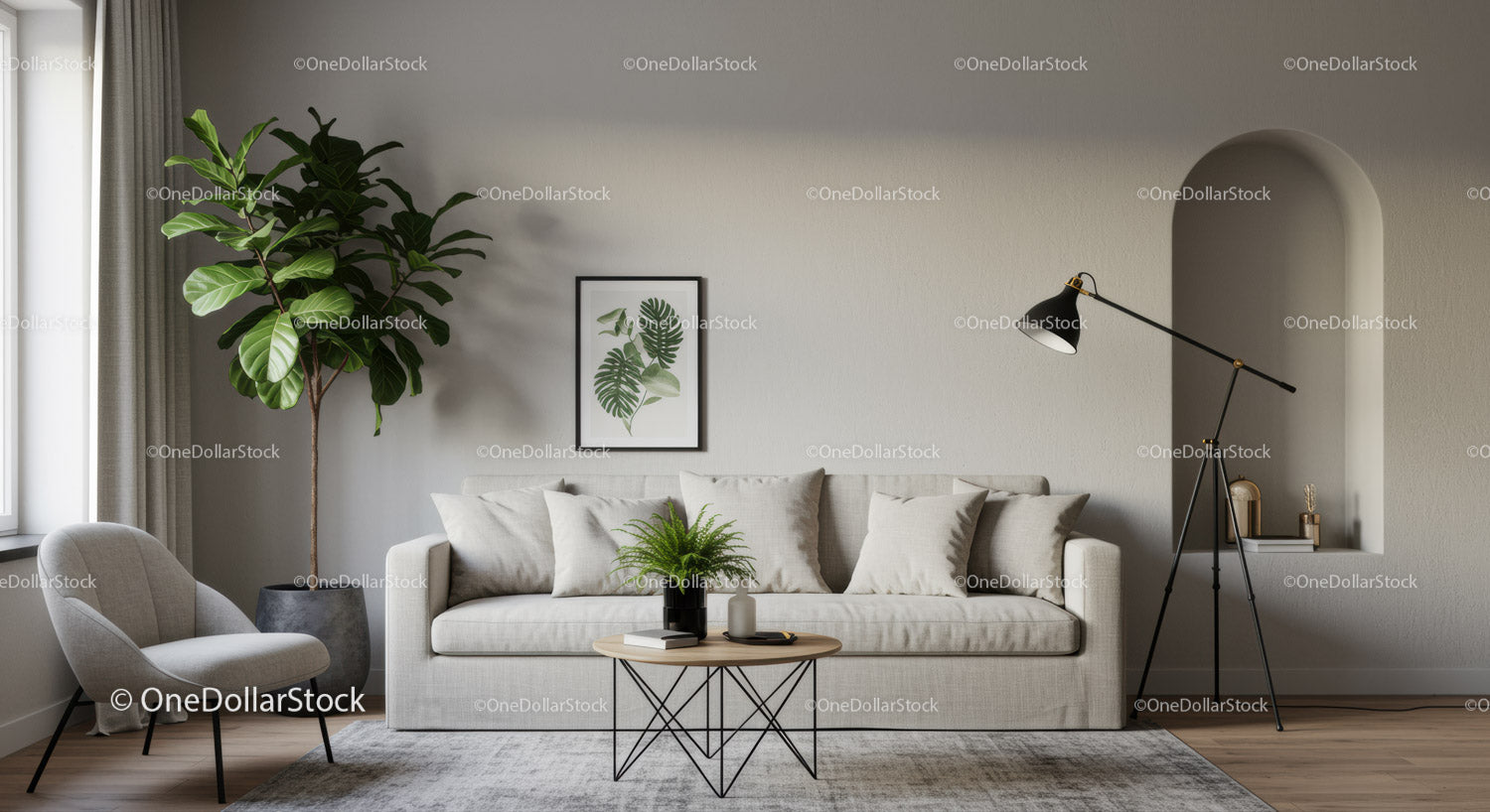 Modern Living Room with Natural Elements and Minimalist Decor