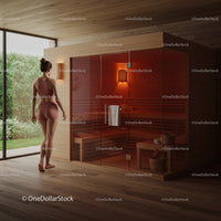 Modern Wooden Sauna Room with Ambient Lighting and Relaxation Atmosphere