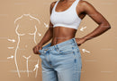 Toned Female Fitness Model Measuring Waist in Casual Sportswear