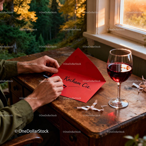 Writing a heartfelt love letter near sunset window