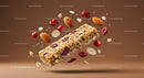 Nut and Berry Granola Bar Surrounded by Ingredients