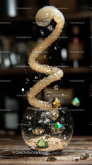 Dynamic DNA Helix with Floating Particles and Glitter in Laboratory Setting