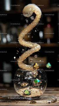Dynamic DNA Helix with Floating Particles and Glitter in Laboratory Setting