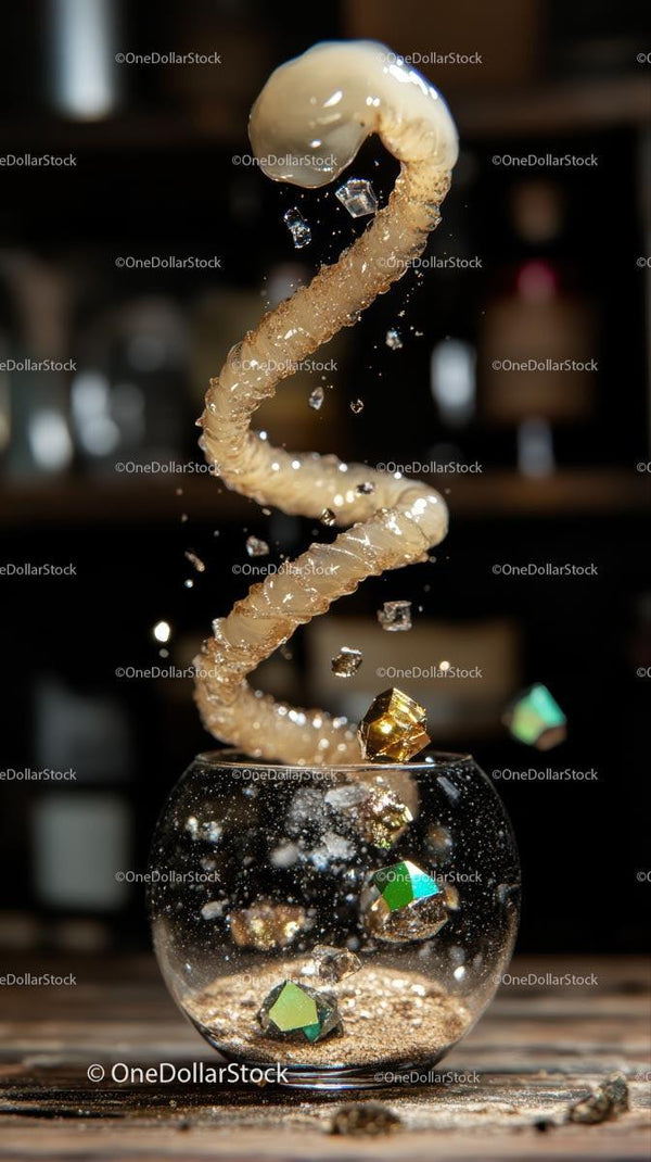 Dynamic DNA Helix with Floating Particles and Glitter in Laboratory Setting