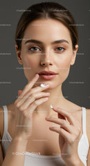 Portrait of a Beautiful Woman Applying Skincare Cream for Flawless Skin