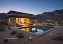 Luxury Desert Home with Swimming Pool and Mountain View at Dusk