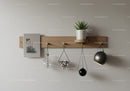 Stylish Modern Wall Shelf with Green Houseplant and Hanging Lights
