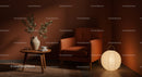 Cozy reading nook with leather armchair and soft lighting