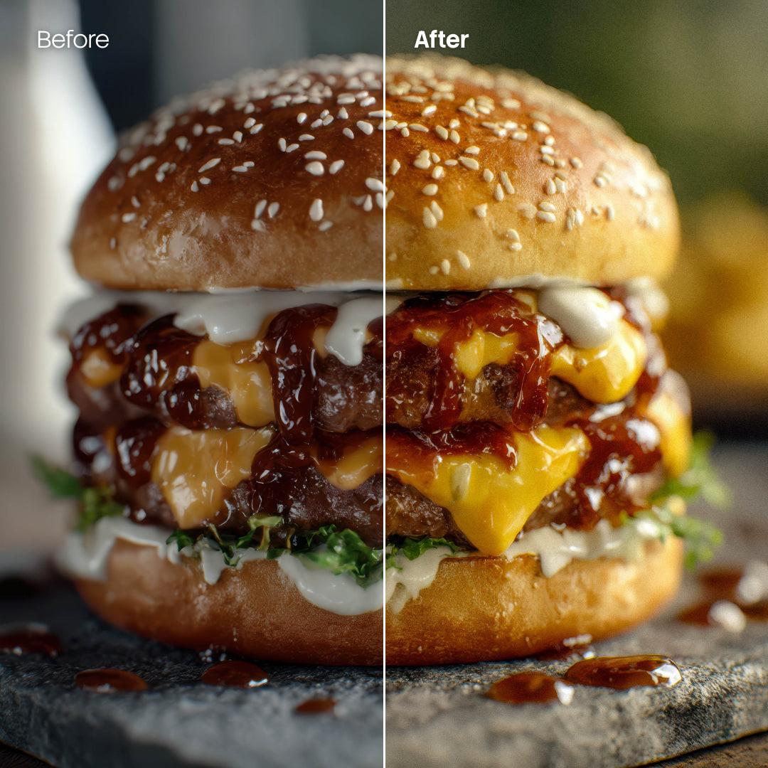 Before and after Cooking Blog Lightroom preset edit