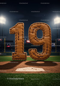 Leather Baseball Glove Number 19 on Pitchers Mound