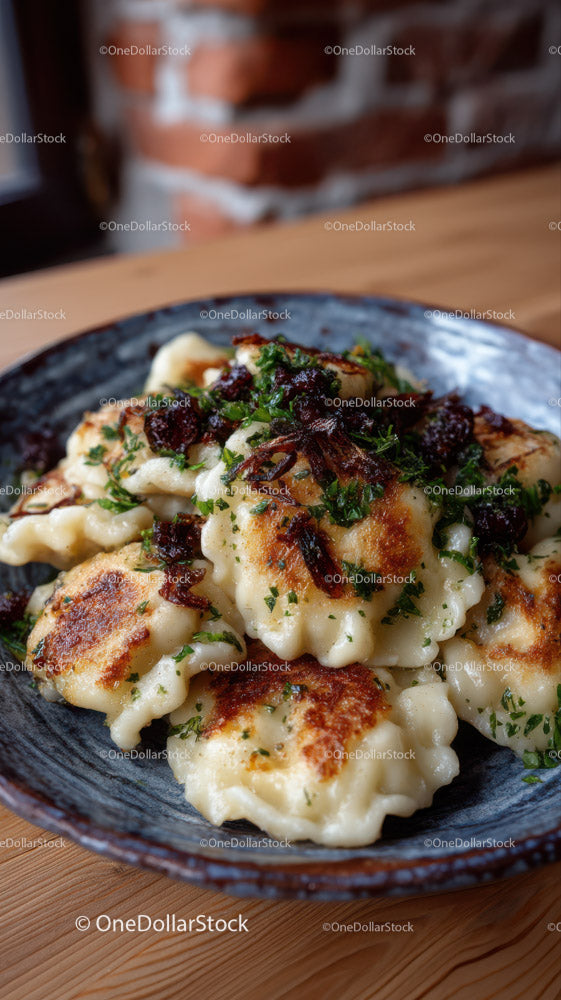 Savory Steamed Dumplings with Herbs and Crispy Edges