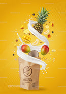 Tropical fruit smoothie powder with fresh ingredients splash
