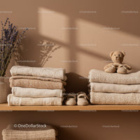 Cozy folded knitwear with lavender and teddy bear