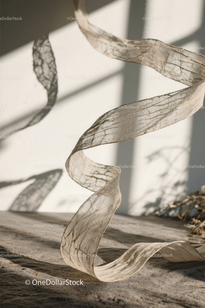 Close-up of Dried Leaf with Shadows and Organic Texture