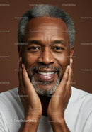 Happy Joyful Elderly Man with Gray Hair Smile Close-Up Portrait