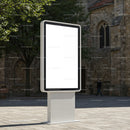 Blank outdoor advertising display in historic urban setting