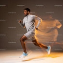 Athlete Running with Motion Blur in Studio Light