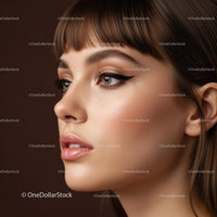 Close-up of a Woman with Flawless Skin and Elegant Makeup
