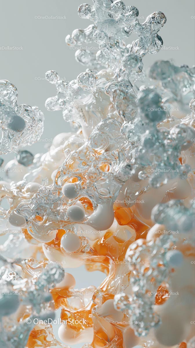 Abstract Water and Ink Liquid Splash with Vibrant Orange and White Colors