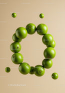 Fresh green limes floating in circular arrangement