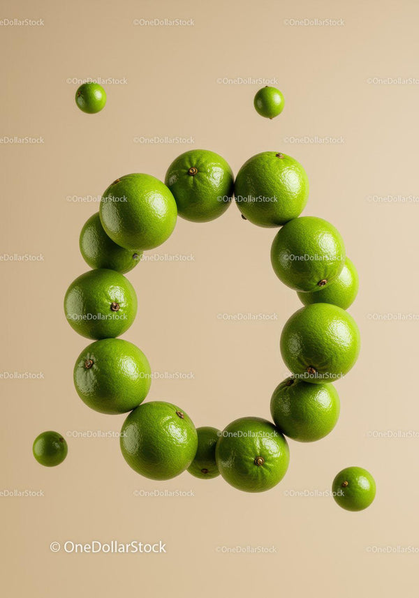Fresh green limes floating in circular arrangement