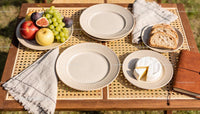 Outdoor Table Set with Fresh Fruit Cheese and Bread