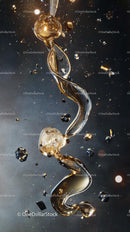 Elegant Golden Liquid Splash with Dynamic Flow and Reflection