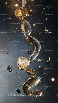 Elegant Golden Liquid Splash with Dynamic Flow and Reflection
