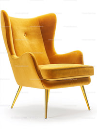 Stylish Yellow Velvet Armchair with Gold Legs for Modern Interiors