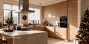 Modern kitchen with festive Christmas decorations
