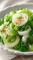 Fresh White Onion Slices on Ornate Blue Plate with Onions in Background Stock Photo Bundle preview 10