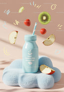 Fresh fruit smoothie bottle on soft cushion