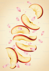 Floating Red Apple Slices with Soft Pink Petals